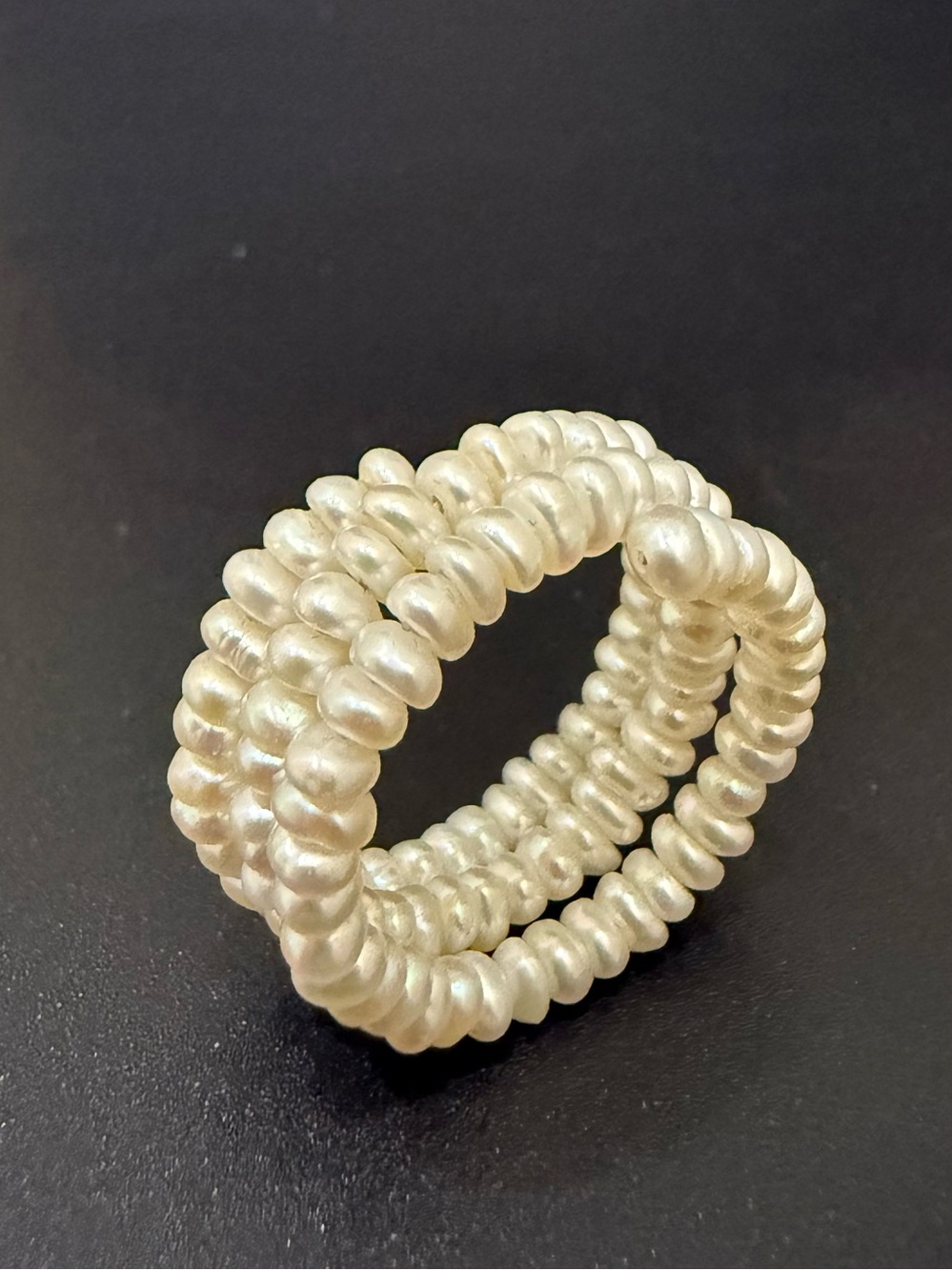 Multi Row Cultured Freshwater Pearl Coil Ring Size 7